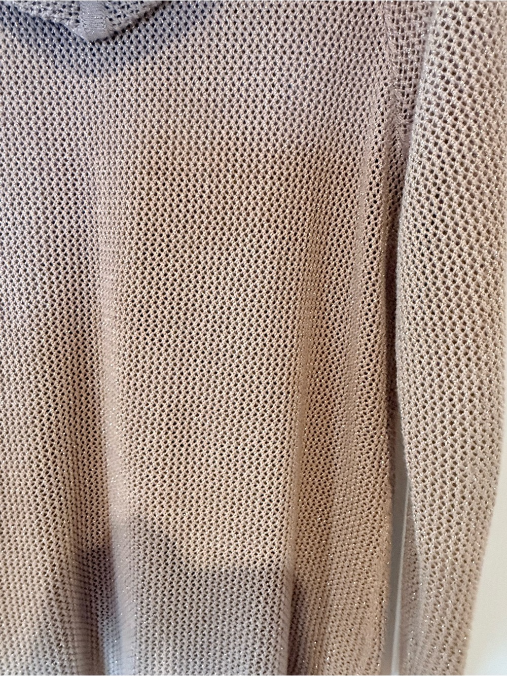 Chico’s Gold Zip-Up Hooded Drawstring Knit Sweater Jacket Metallic Sparkles - Picture 8 of 9